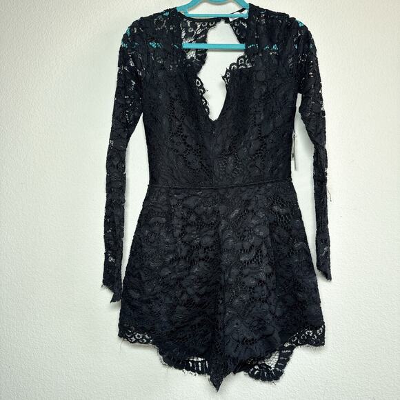 Lovers + Friends Long Sleeve Lace Romper Eve - Picture 2 of 11